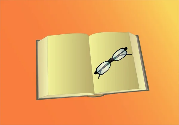 오픈 책과 안경 (별도의 레이어에 배경 ) — 스톡 벡터