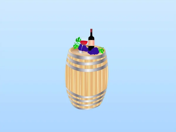 Wime flaska, glas och druvklase (bakgrund på separat lager ) — Stock vektor
