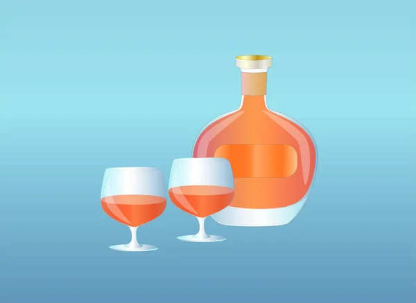 Flasche Schnaps und Gläser (Hintergrund auf separater Ebene) ) — Stockvektor