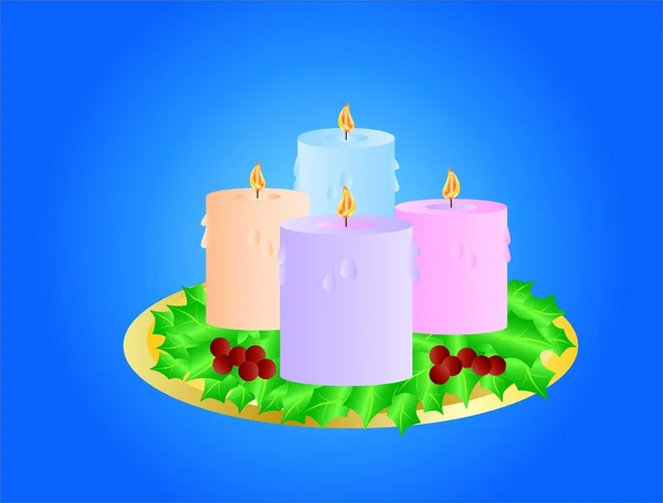 Christmas candles ( background on separate layer ) — Stock Vector