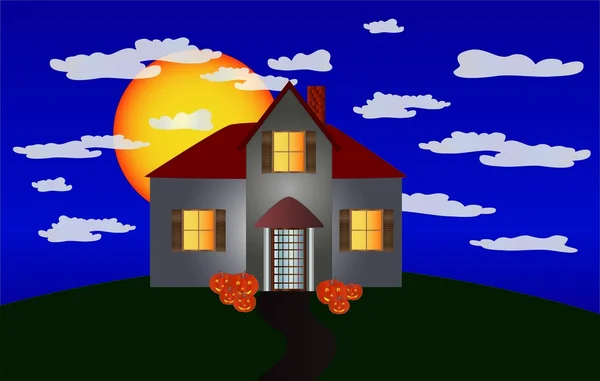 Halloween house ( background on separate layer ) — Stock Vector