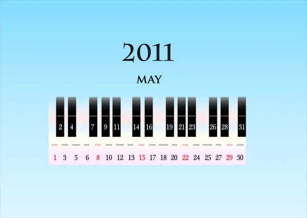 Maio 2011 (teclas de piano  ) — Vetor de Stock
