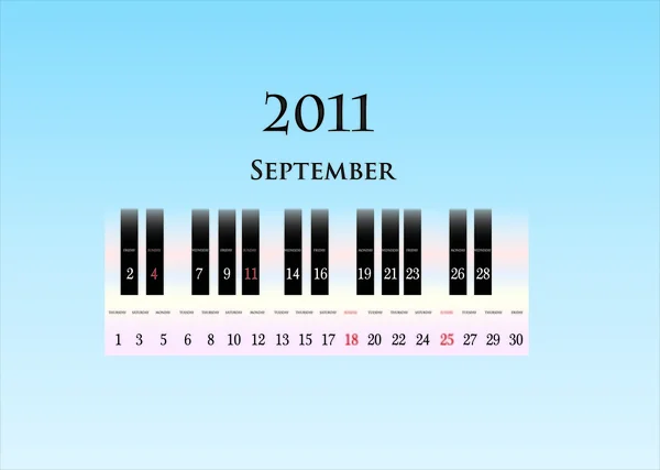 September 2011 (Klaviertasten ) — Stockvektor