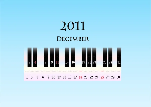 Dezember 2011 (Klaviertasten ) — Stockvektor