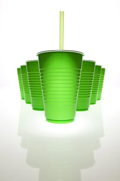 Green Plastic Cups — Stock Photo, Image