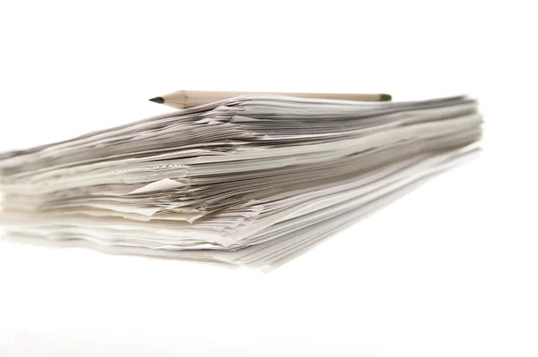 stock image Paper stack with pencil