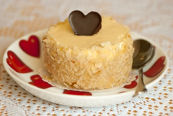 Amore cheesecake con cuore di cioccolato — Foto Stock