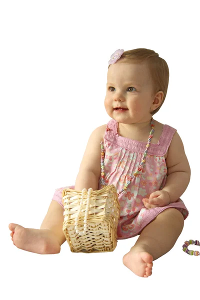 The child plays a beads — Zdjęcie stockowe