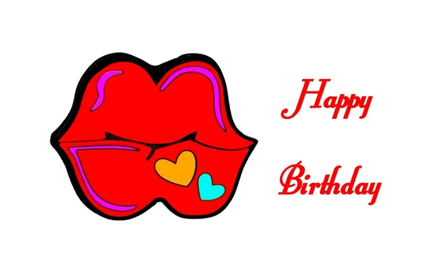 Beije o cartão de aniversário feliz — Fotografia de Stock