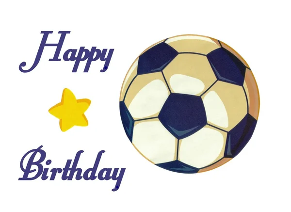 Fútbol feliz tarjeta de cumpleaños Imágenes de stock libres de derechos