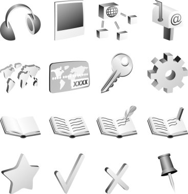 B&w icon set. clipart