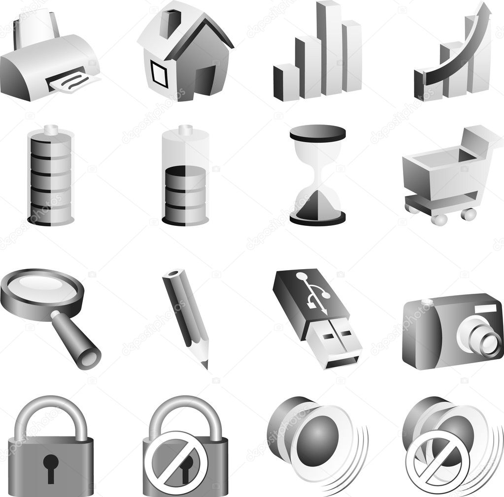 B&w Icon Set. Stock Vector Image By ©Maxborovkov #2721844