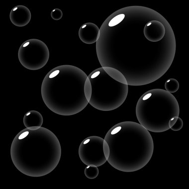 siyah Bubblesbubbels op zwart.