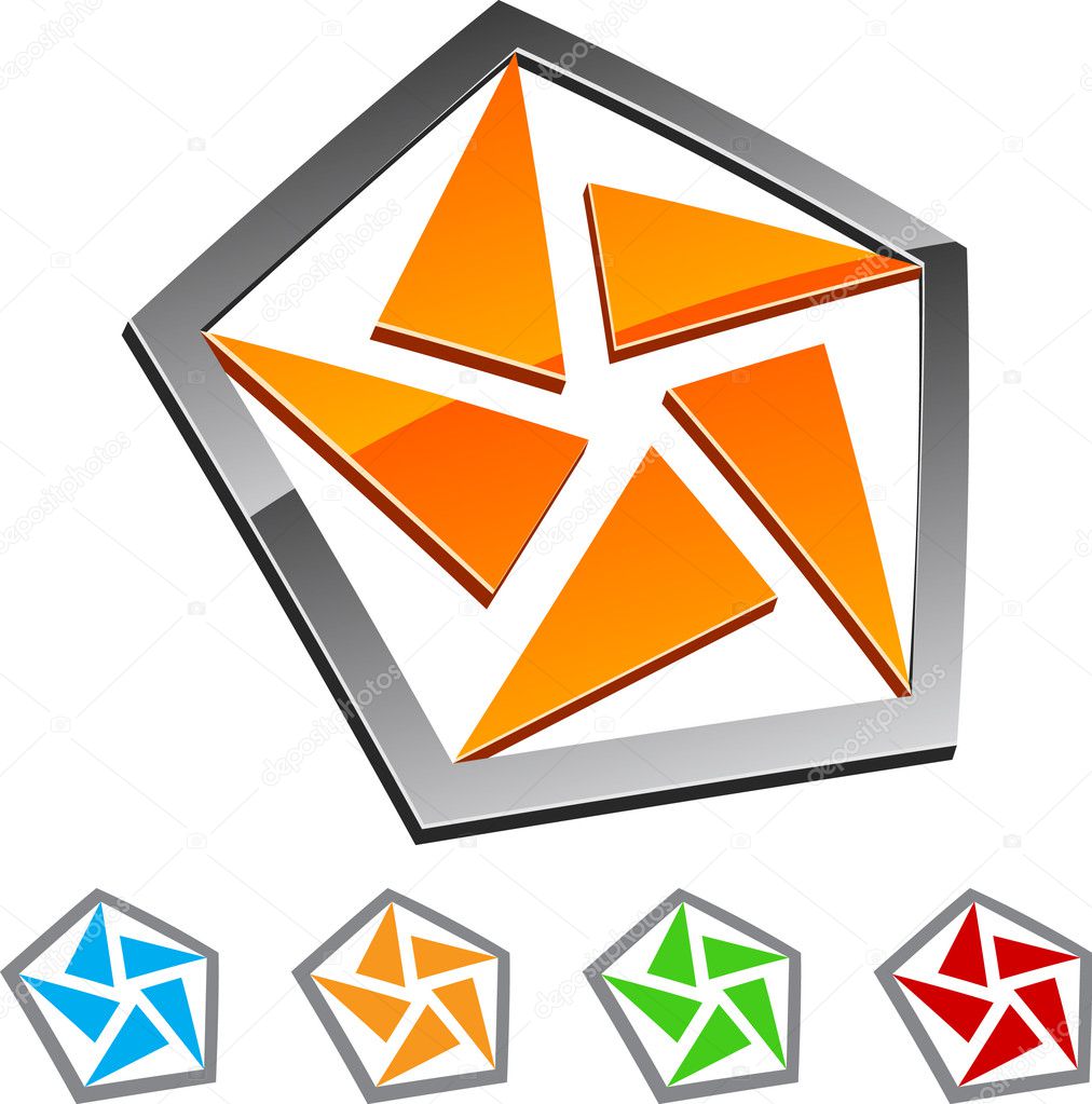 Set of Pentagon elements. Vector illustration.