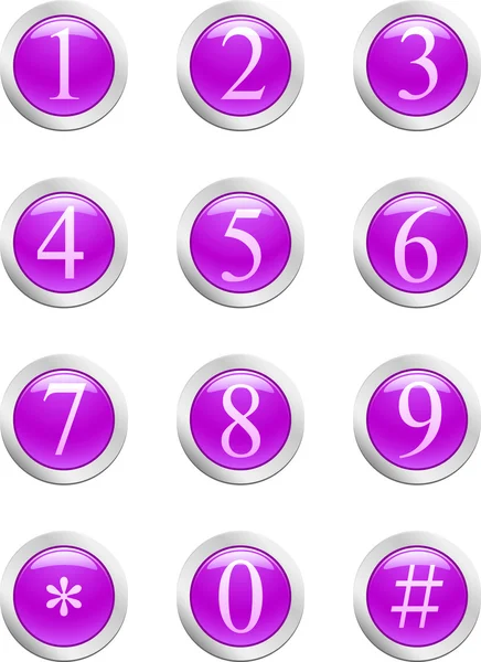 Números - botão violeta. [Vetor] — Vetor de Stock