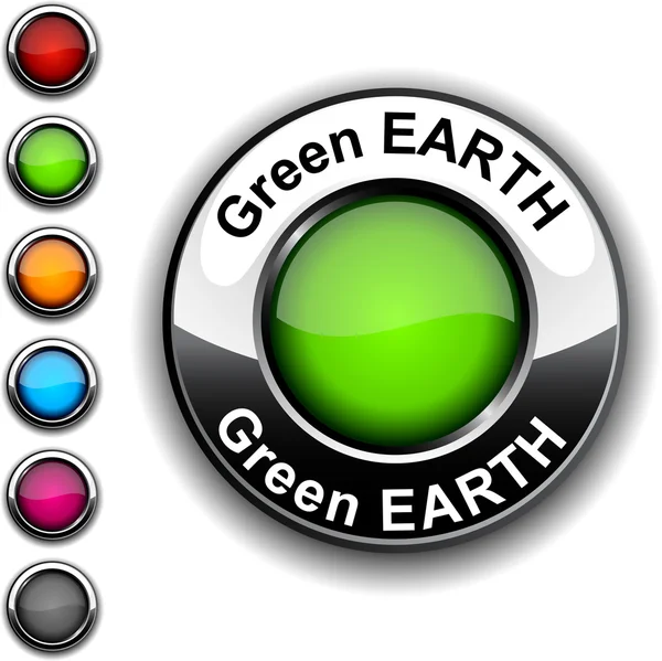 緑の地球のボタン. — ストックベクタ