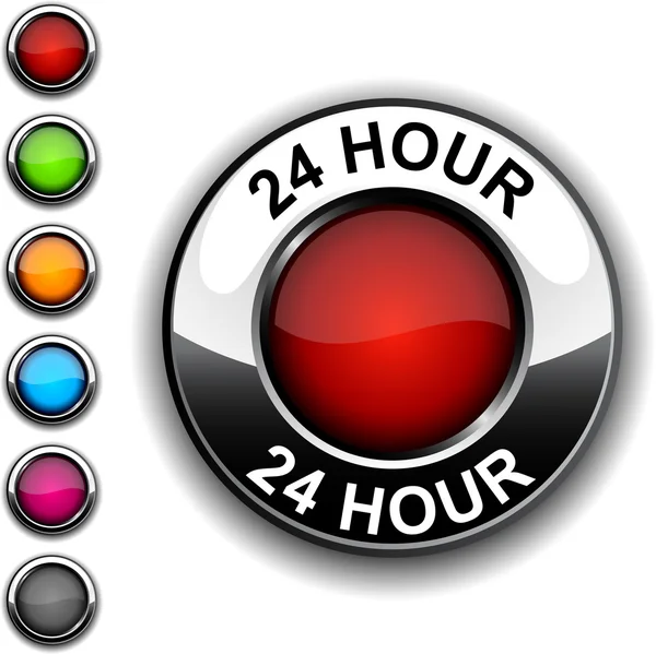24 hour button. — Stock Vector