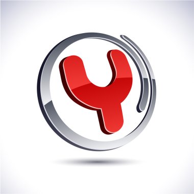 3D y letter icon. clipart