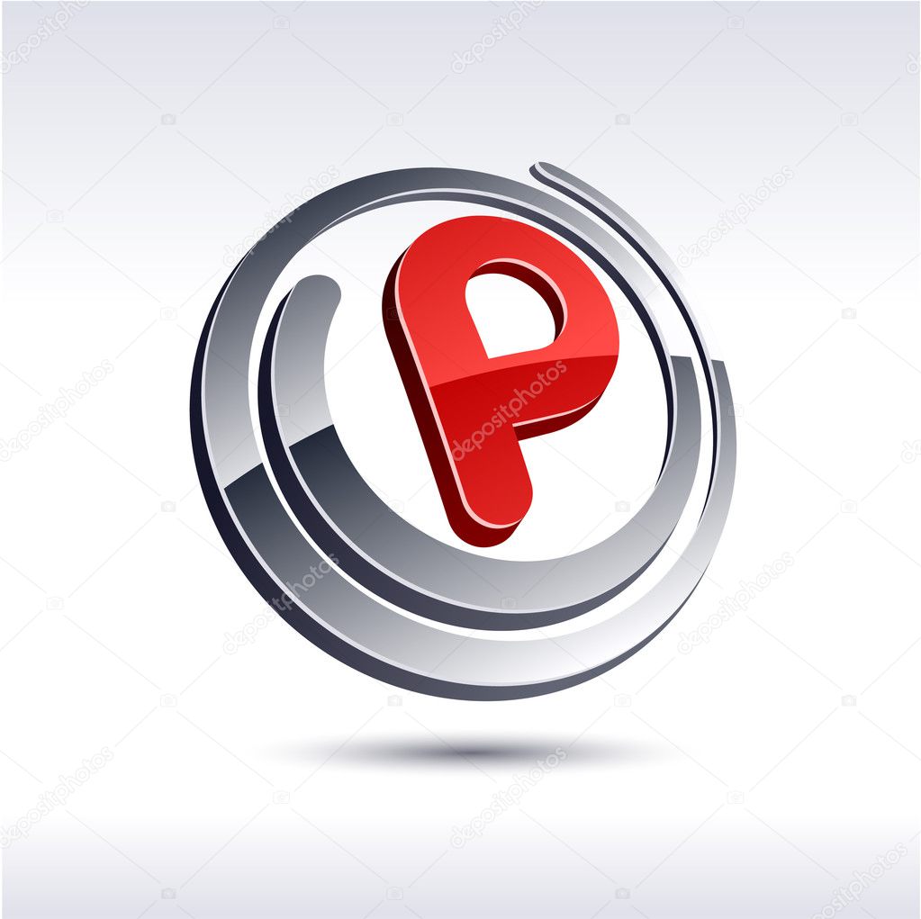 3D p letter icon.