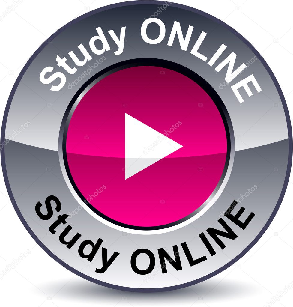 Study online round button.