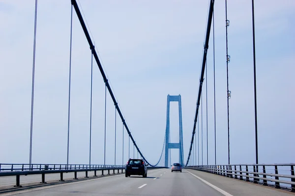 stock image Cars on suspension bridge