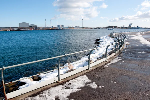哥本哈根市中心的湖泊 图库照片