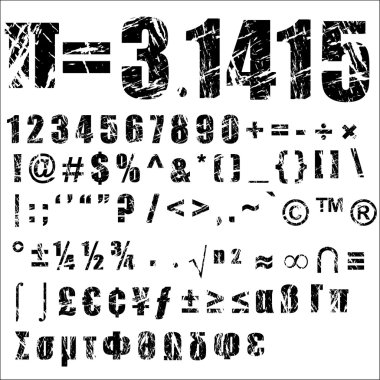 Grunge number and symbol - 2 clipart