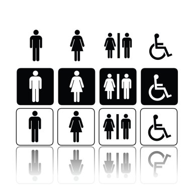 Toilet signs, man and woman clipart