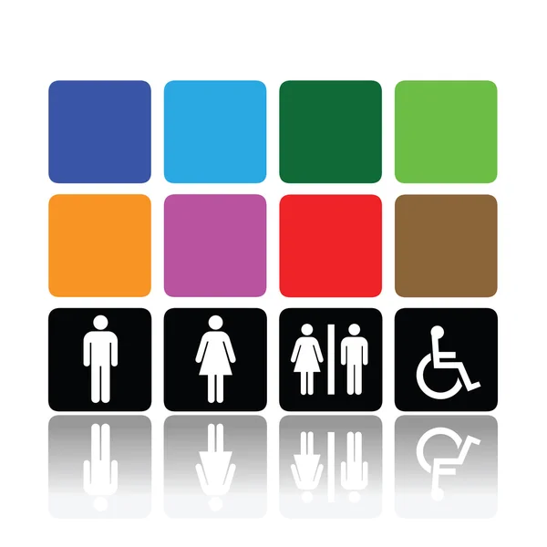 Panneaux de toilettes, homme et femme — Image vectorielle