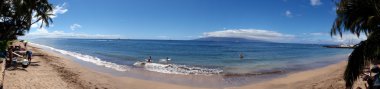 Panoramic image of Beach in Lahaina, Maui clipart