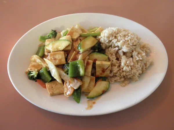 Tofu Veggies and Rice — Stock Photo, Image