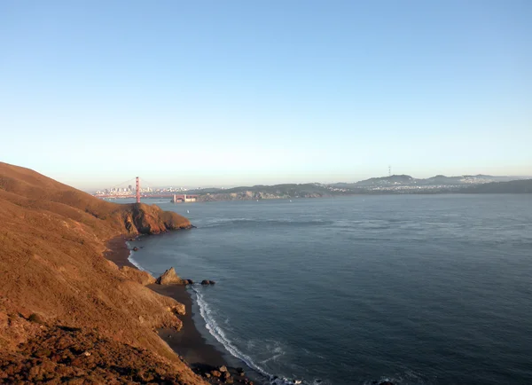 Golden Gate entrance to San Francisco with Bridge — Stock Photo, Image