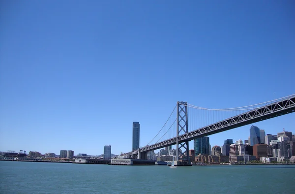 San Francisco half of Bay Bridge seen from the water — Stock Photo, Image