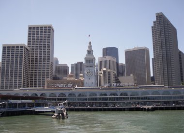 Port of San Francisco Ferry building and cityscape clipart