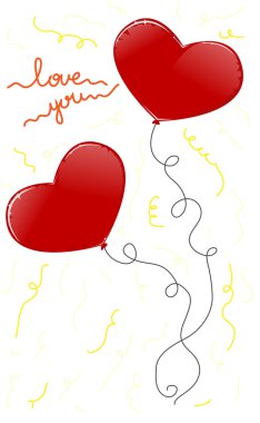 Two red heart baloons clipart