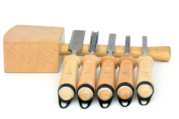 Hammer ang five chisels — Stock Photo, Image