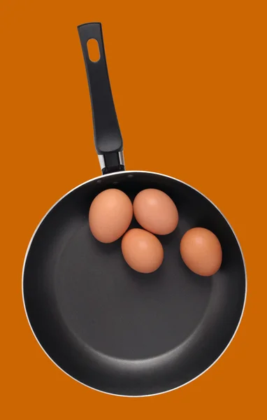 Смажена сковорода з яйцями Стокове Фото
