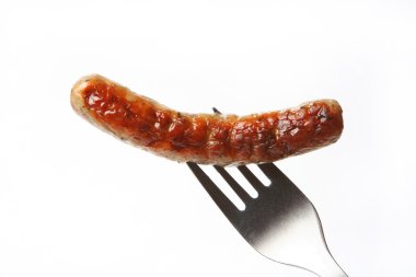 Fried Sausage on a fork clipart