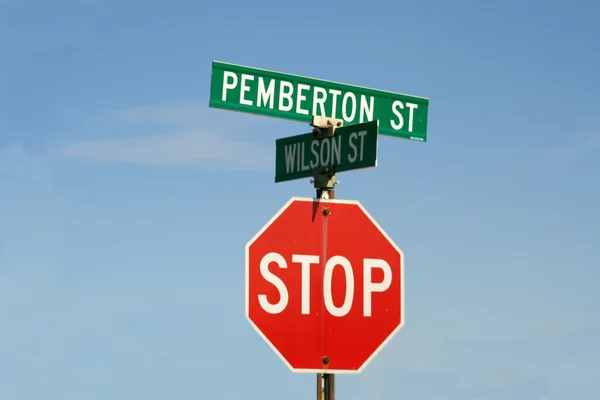 stock image Stop and street sign