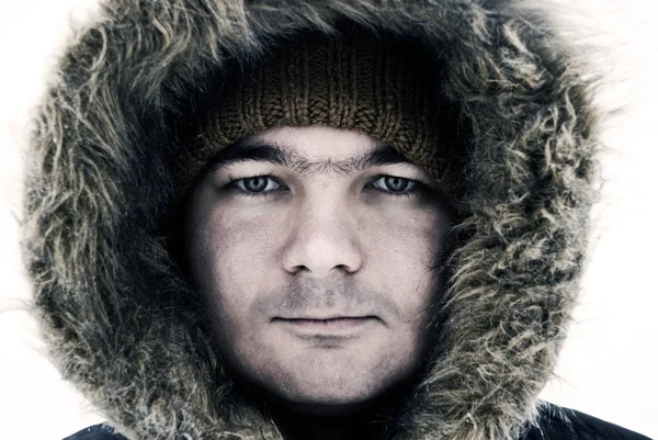 Guy in winter hood — Stock Photo, Image