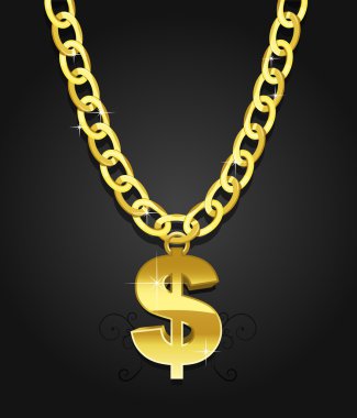 Dollar sign hanging on the chain clipart