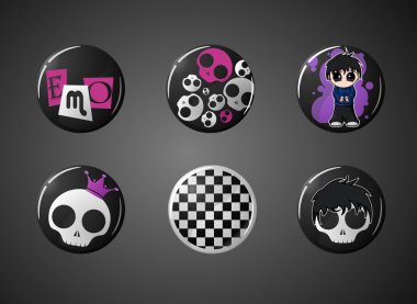 Set of emo fashion badges clipart