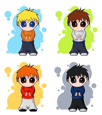 Chibi vector manga boys clipart