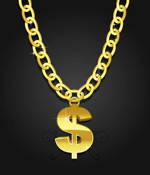 Dollar sign hanging on the chain — Stock Vector