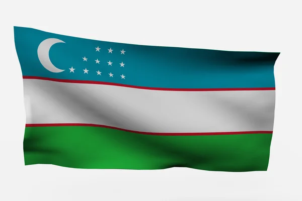 3d Vlajka Uzbekistánu — Stock fotografie