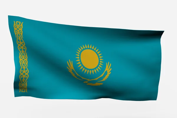 Kazajistan 3d flagga — Stockfoto