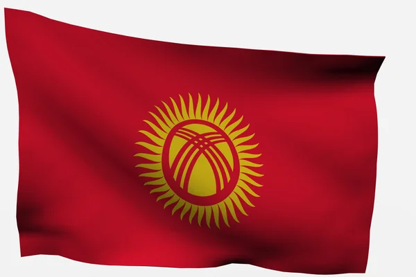 Kirgizistan 3d flagga — Stockfoto