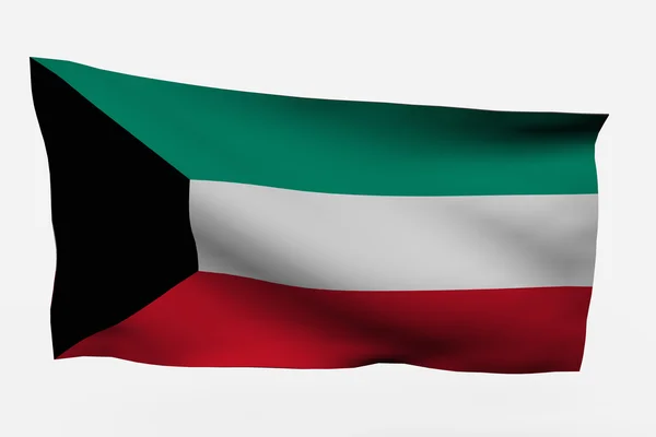 Kuwait 3d Flagge — Stockfoto