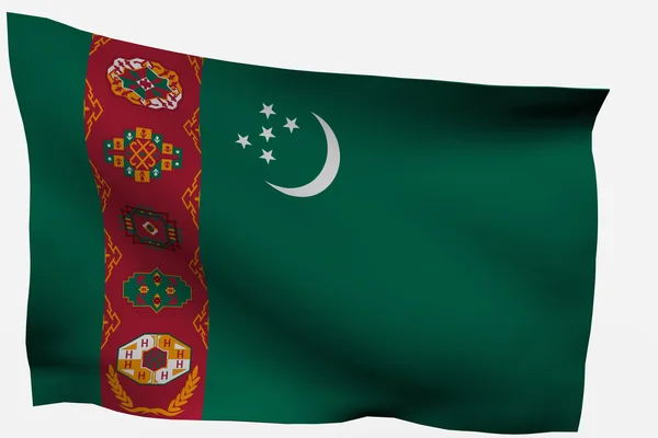Flaga Turkmenistanu 3d — Zdjęcie stockowe