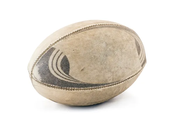 Versleten rugbybal met uitknippad — Stockfoto